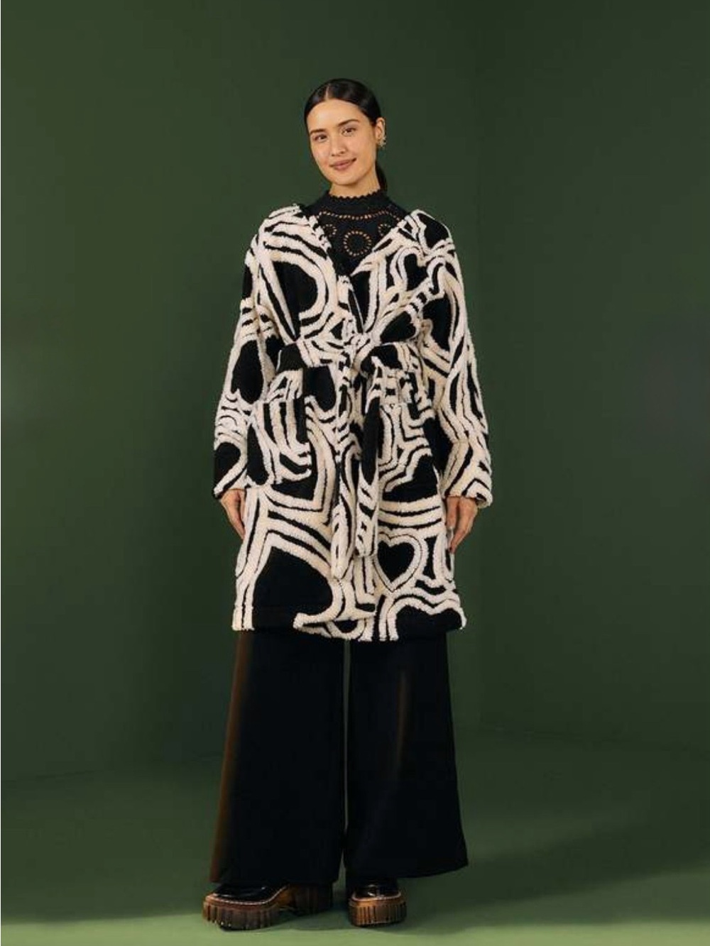 Farm Rio Hearts And Bananas Fleece Coat